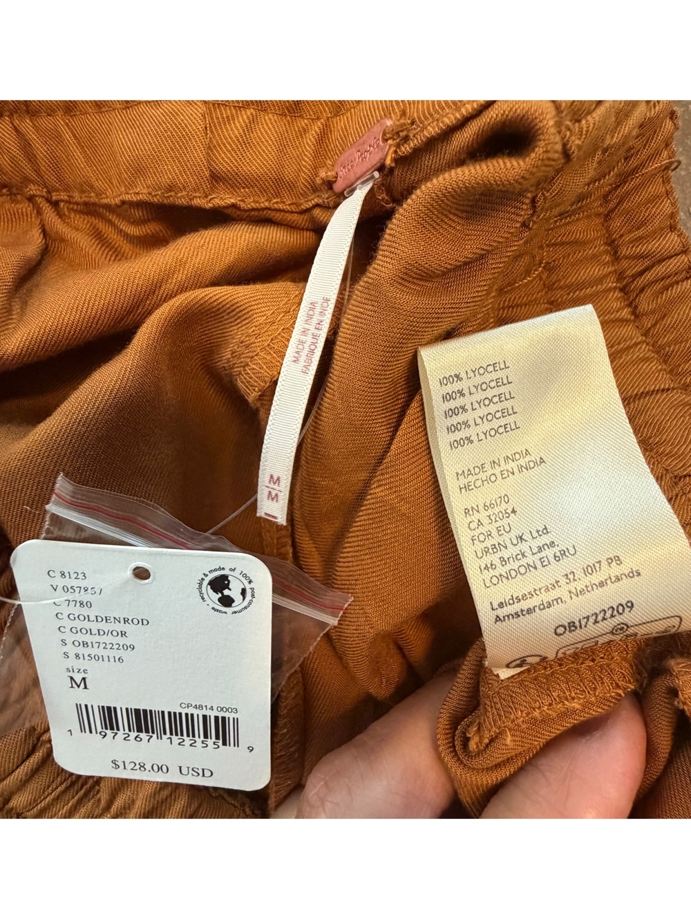 NWT FREE PEOPLE PALASH SOLID CARGO PANTS - GOLDENROD 7780 size M - Picture 8 of 9